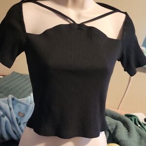 Black Ribbed Women's Top